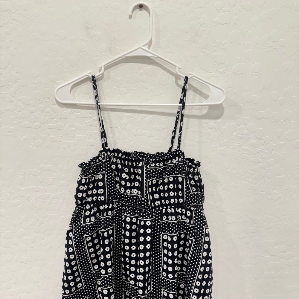 English Factory Audrey Midi Dress XS Black White Geometric Sundress Babydoll - Picture 2 of 9